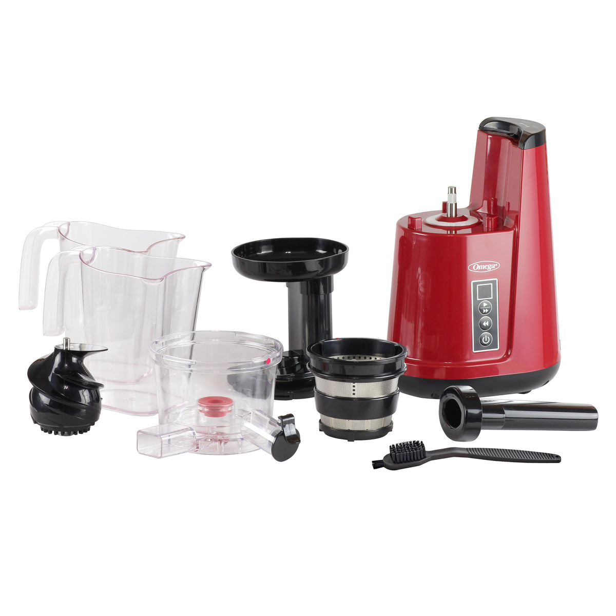 Omega JC3000 Cold Press 365 Compact Masticating Vertical Juicer, 120W Low-Speed 3-Stage Auger, in Red (JC3000RD13)