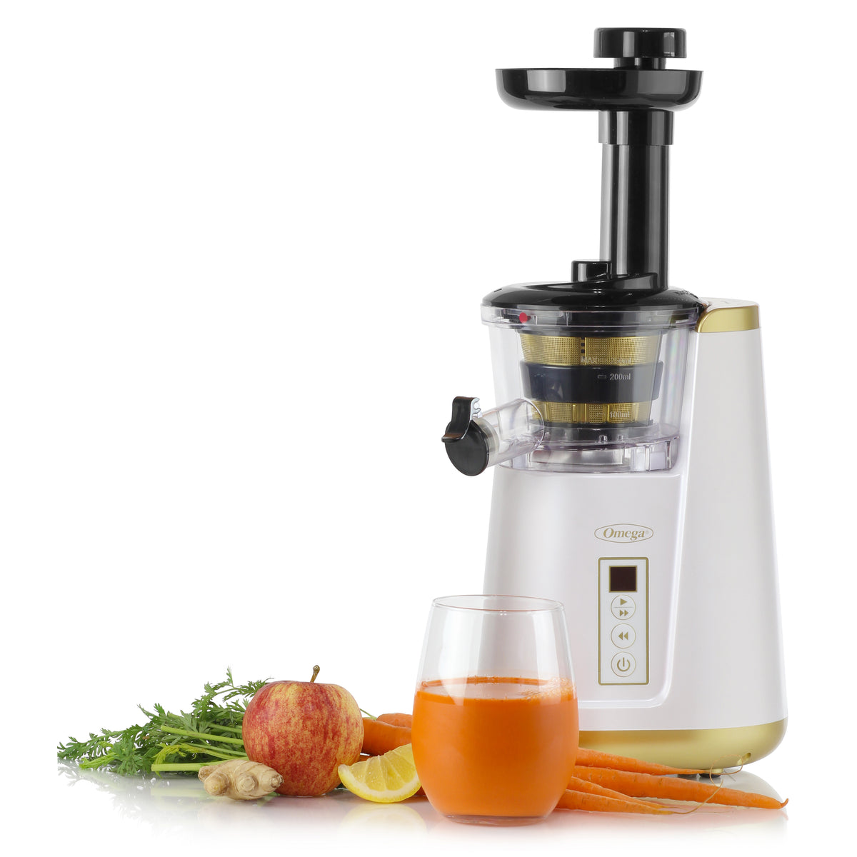 Omega JC3000 Cold Press 365 Compact Masticating Vertical Juicer, 120W Low-Speed 3-Stage Auger, in White (JC3000WH13)