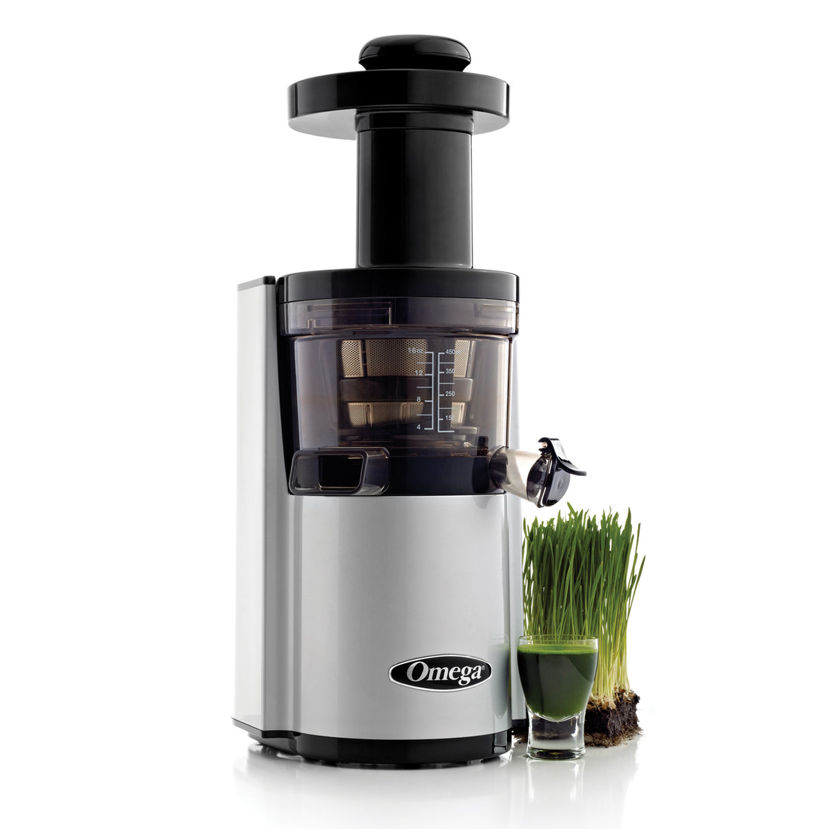 Omega VSJ843R Vertical Slow Masticating Juicer, Compact Design with Automatic Pulp Ejection, 43 RPM, 150-Watt, in Silver (VSJ843RS)