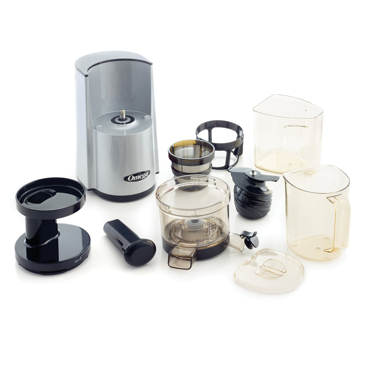 Omega VSJ843R Vertical Slow Masticating Juicer, Compact Design with Automatic Pulp Ejection, 43 RPM, 150-Watt, in Silver (VSJ843RS)