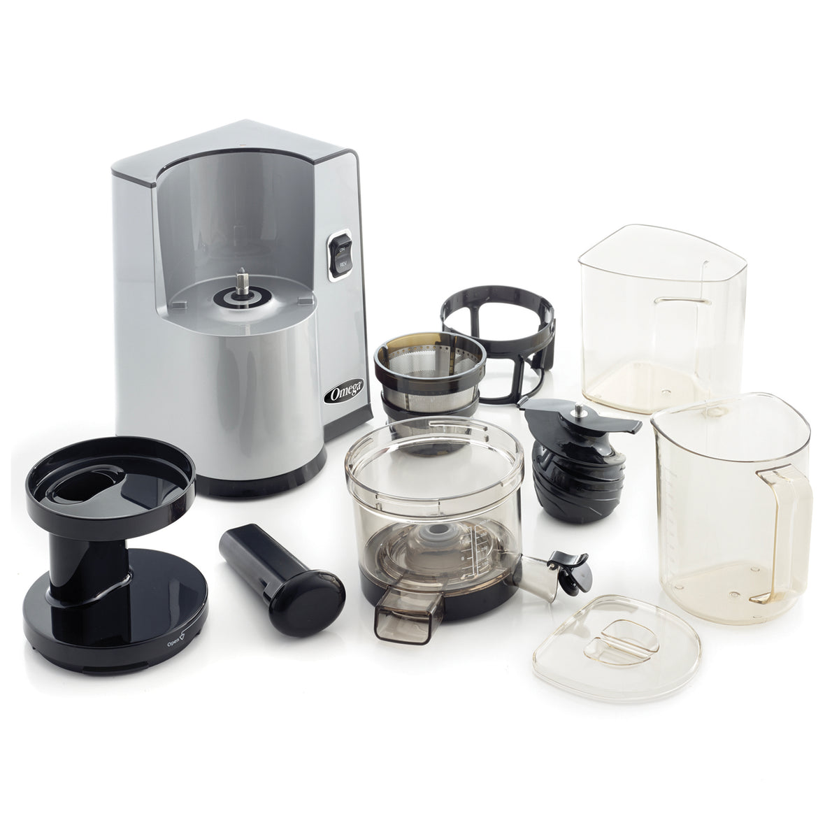 Omega VSJ843Q Cold Press Masticating Vegetable and Fruit Extractor, Vertical Low-Speed Juicer, in Silver (VSJ843QS)