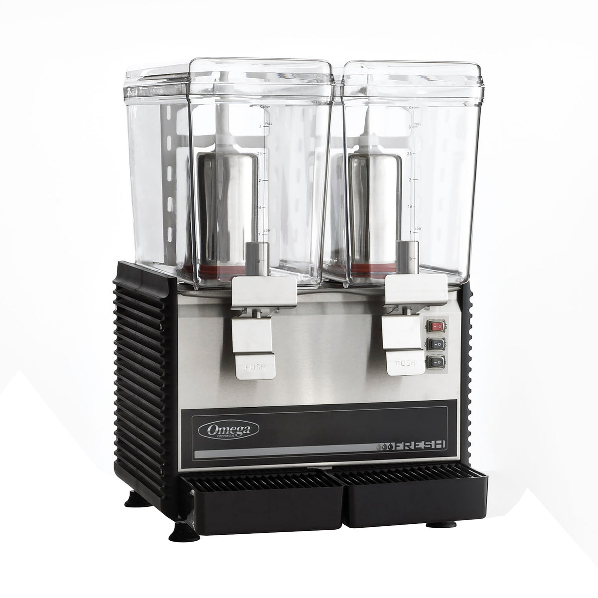 Omega OSD20 Fresh Double Chamber 3-Gallon Bowl Drink Dispenser, in Black/Stainless Steel