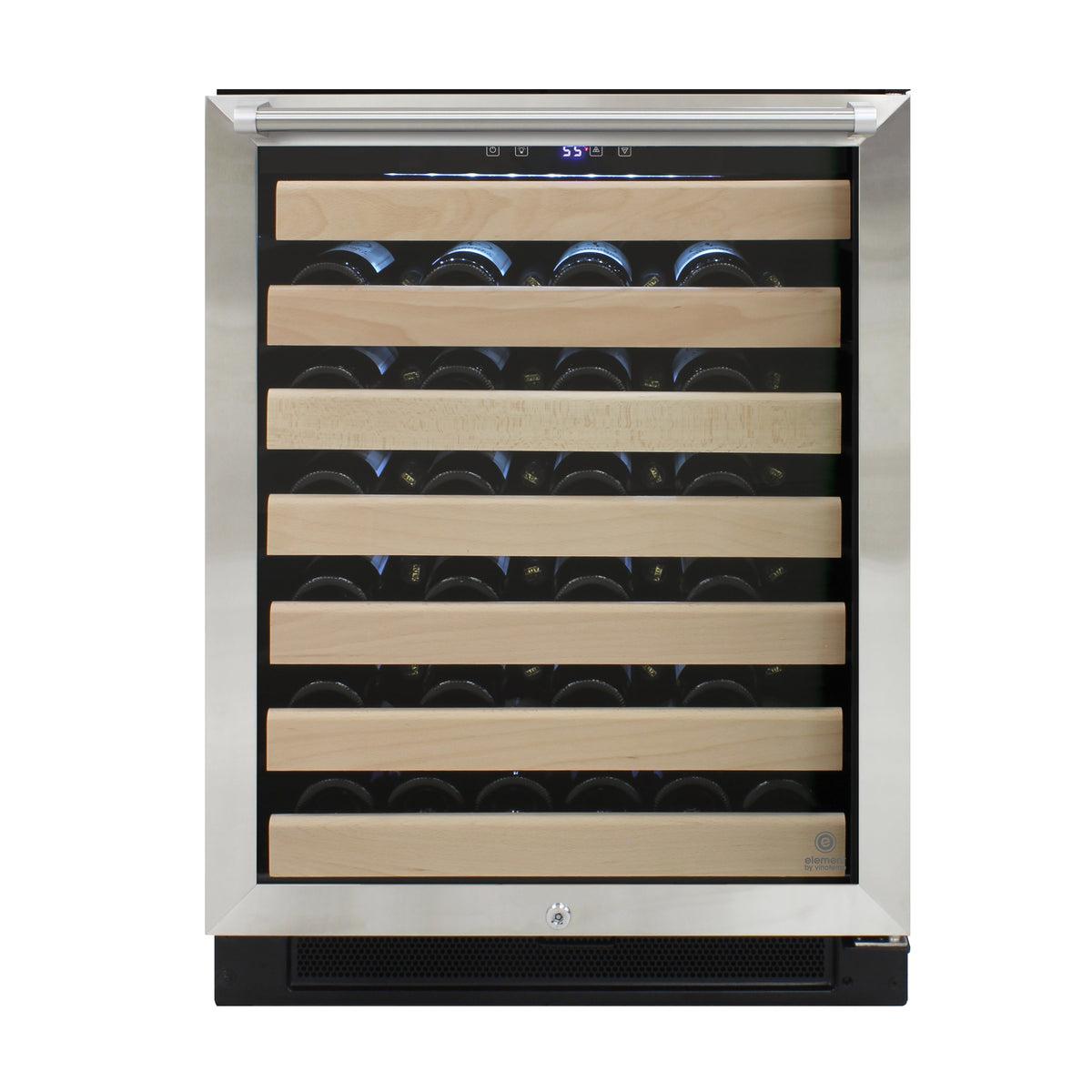 Vinotemp EL-54SDTH Connoisseur Series Single-Zone Wine Cooler with Top Pole Handle, 54 Bottle Capacity, in Stainless Steel