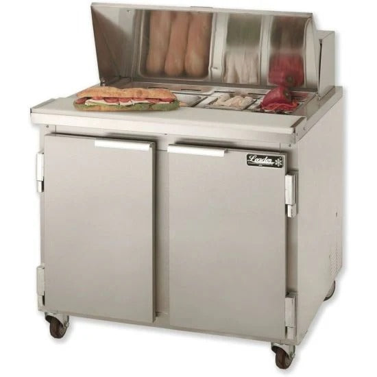 Leader Refrigeration ESLM36 36" Bain Marie / Sandwich Prep Table, 2 Doors, Defrost Timer System