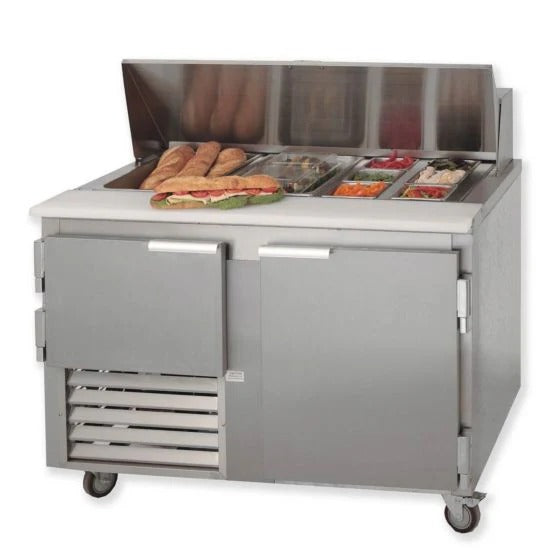 Leader LM48 48" Mega Top Sandwich Prep Table, 1 1/2 Doors, 16.2 Cu. Ft., Defrost Timer System