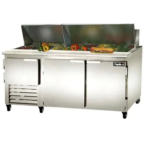 Leader LM84 84" Mega Top Sandwich Prep Table, 2 ½ Doors, 30.2 Cu. Ft., Defrost Timer System