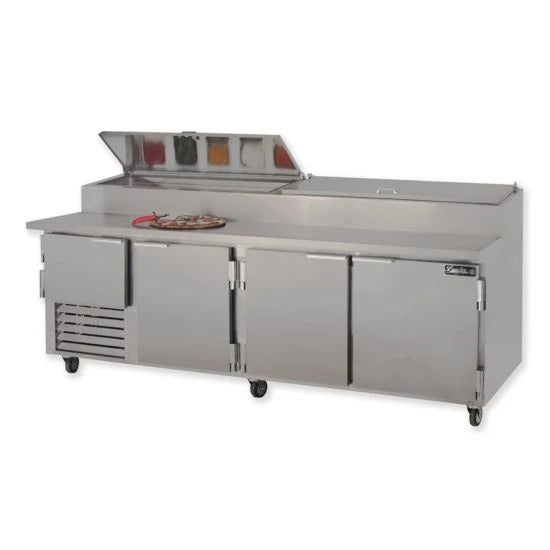 Leader ESPT96 96" Pizza Prep Table, 3 1/2 Solid Doors, 39.9 Cu. Ft., 1/3 HP