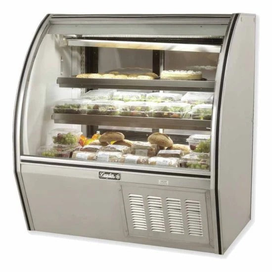 Leader ERHD48 48" Curved Glass High Deli Case, 3 Doors, 2 Shelves, 1/3 HP