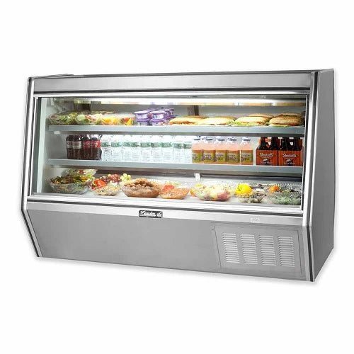 Leader ERHD72ES 72" Refrigerated High Deli Display Case, 4 Doors, 2 Stainless Steel Shelves, 1/2 HP