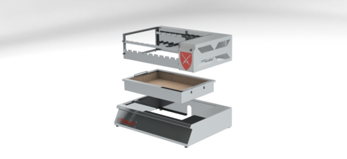 Skyfood KBB-10C 10-Skewer Shish Kabob Charcoal Grill Countertop Modular System, Stainless Steel, Refractory Brick Tray