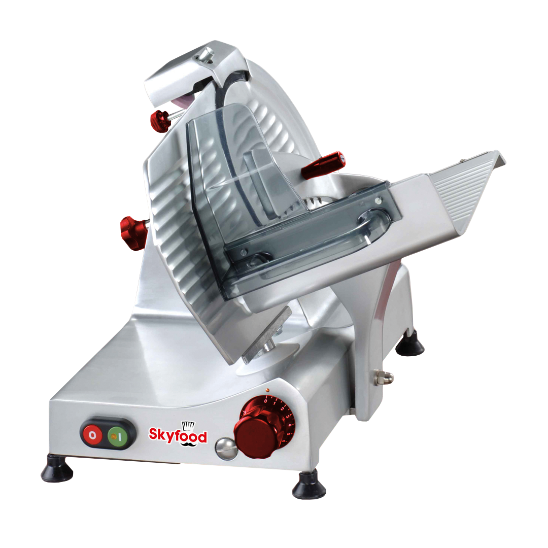 Skyfood SSI-12E 12" Manual Slicer Gravity Feed, Belt-Driven, Built-In Sharpener