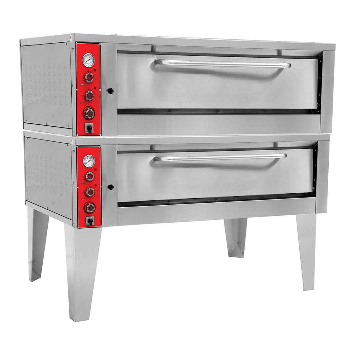 Pegasus FS55E-2 36" Electric Pizza Deck Oven Double Deck, 2" Refractory Deck, 18kW, Stainless Steel