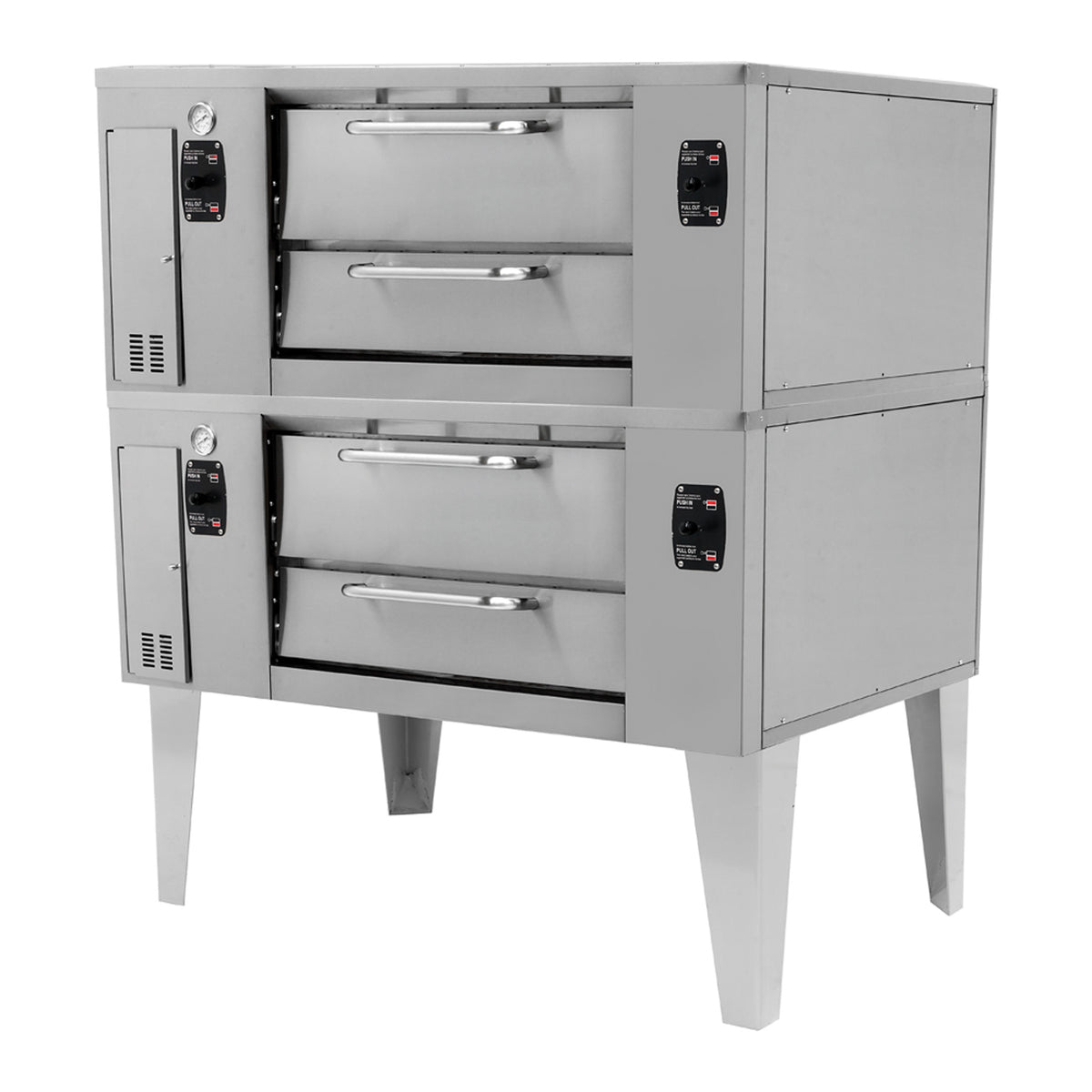 Pegasus FS66G-2 48" Gas Pizza Deck Oven Double Deck, 2" Refractory Deck, 130,000 BTU, Stainless Steel