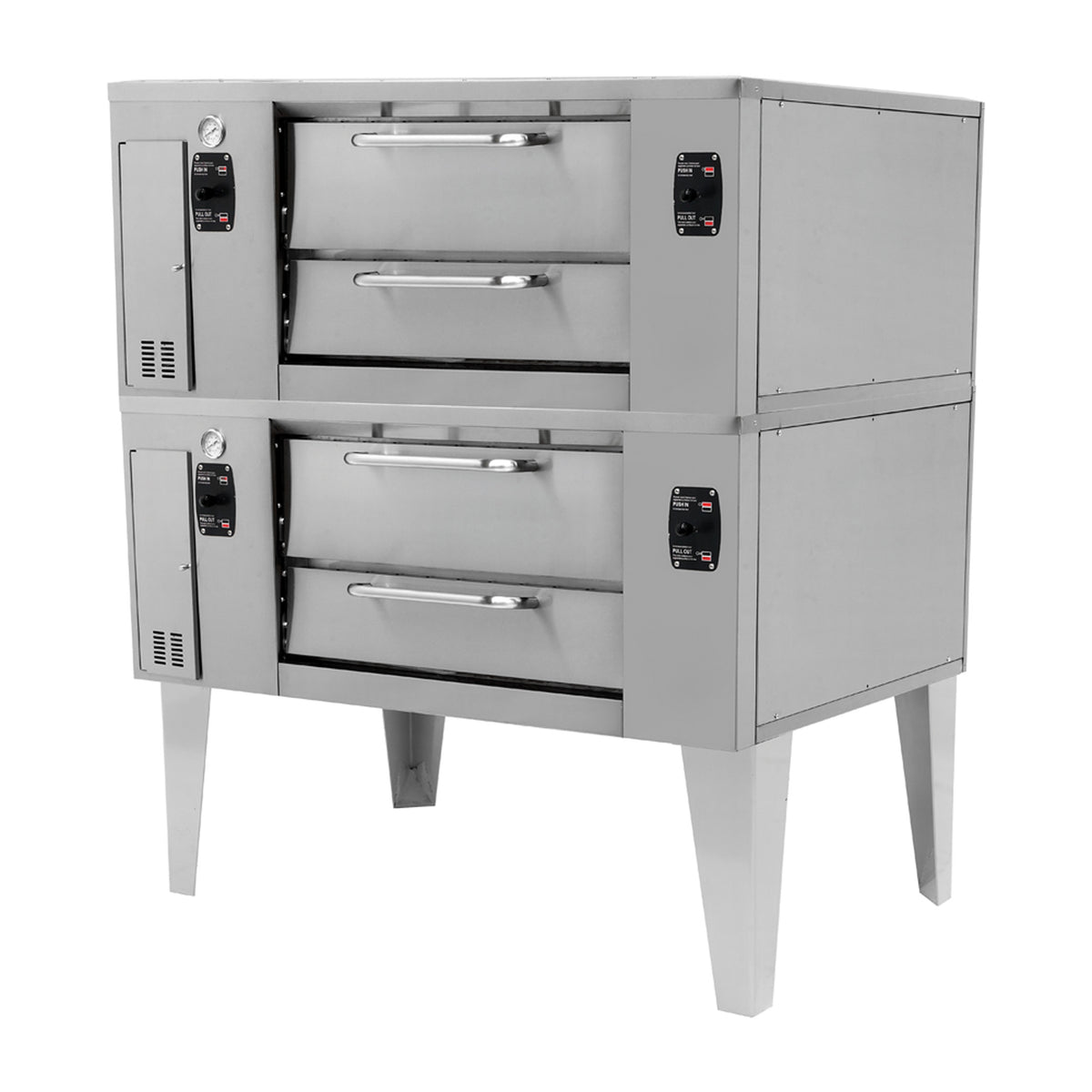 Pegasus FS78G-2 59.8" Gas Pizza Deck Oven Double Deck, 2" Refractory Baking Deck, 125,000 BTU, Stainless Steel