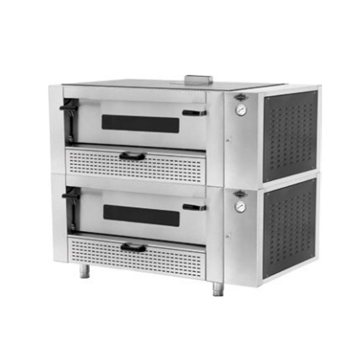 Pegasus MS45G-2 24.3" Gas Pizza Deck Oven Double Deck, Refractory Deck, 110,000 BTU, Stainless Steel