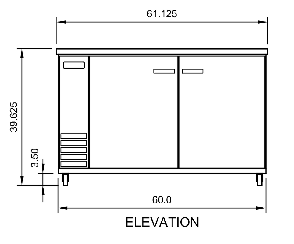 Arctic Air ABB60 61" Back Bar Refrigerator, 16.7 cu. ft., 2 Solid Doors, LED Interior, Digital Thermostat