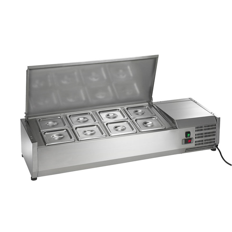 Arctic Air ACP48 47.25" Refrigerated Countertop Pan Rail, 8-Pan Capacity, Stainless Steel Construction, Digital Thermostat