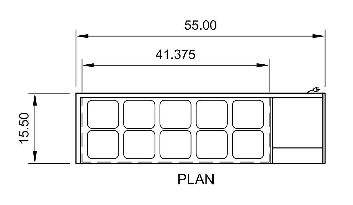 Arctic Air ACP55 55" Refrigerated Countertop Pan Rail, 10-Pan Capacity, Stainless Steel Construction, Digital Thermostat