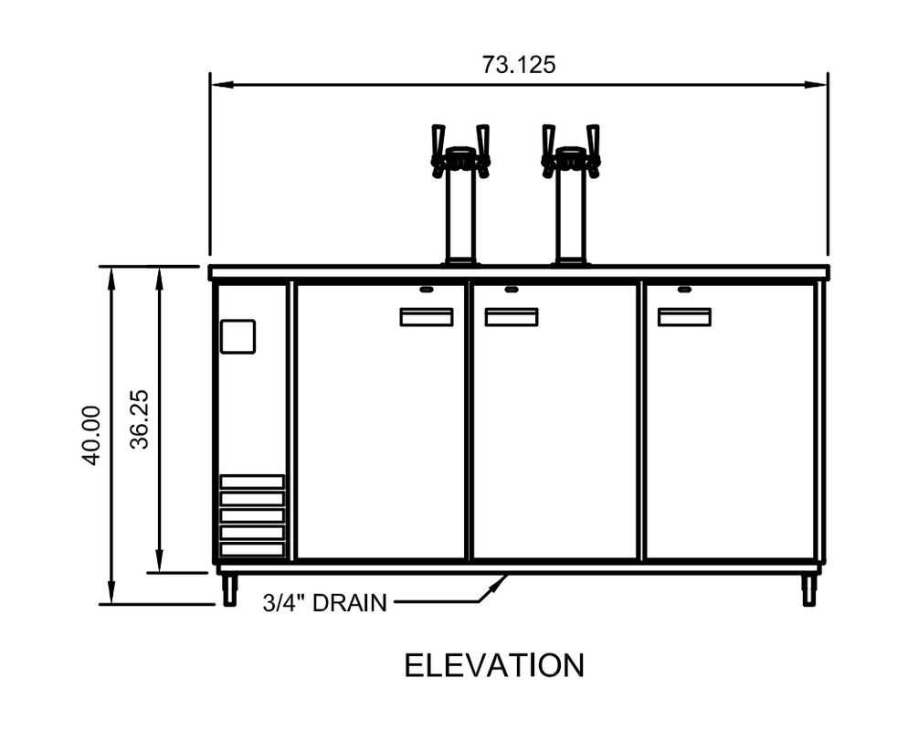 Arctic Air ADD72R-2 73" Direct Draw Draft Beer Dispenser, 20.7 cu. ft., 2 Towers, 4 Faucets, Digital Thermostat