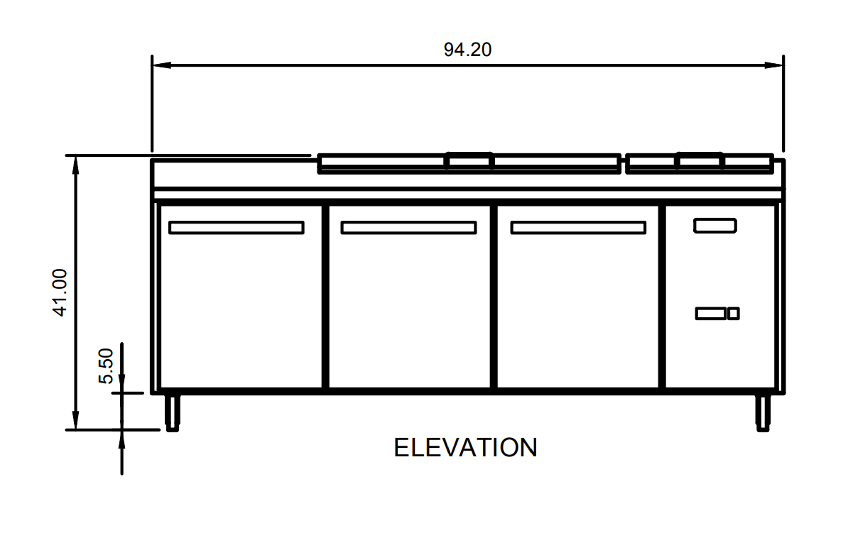 Arctic Air APP94R 94" Pizza Prep Table, 31 cu. ft., 3 Doors, 12 Pans, 17.75" Cutting Board, Digital Thermostat