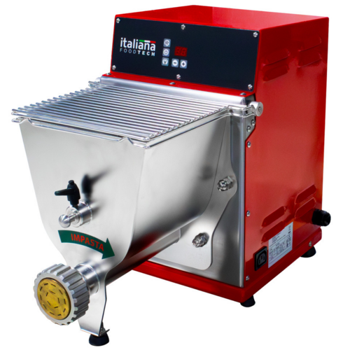 Italiana FoodTech IPE18 5.5 lb Pasta Extruder, Countertop, Stainless Steel Hopper, Compact, Red