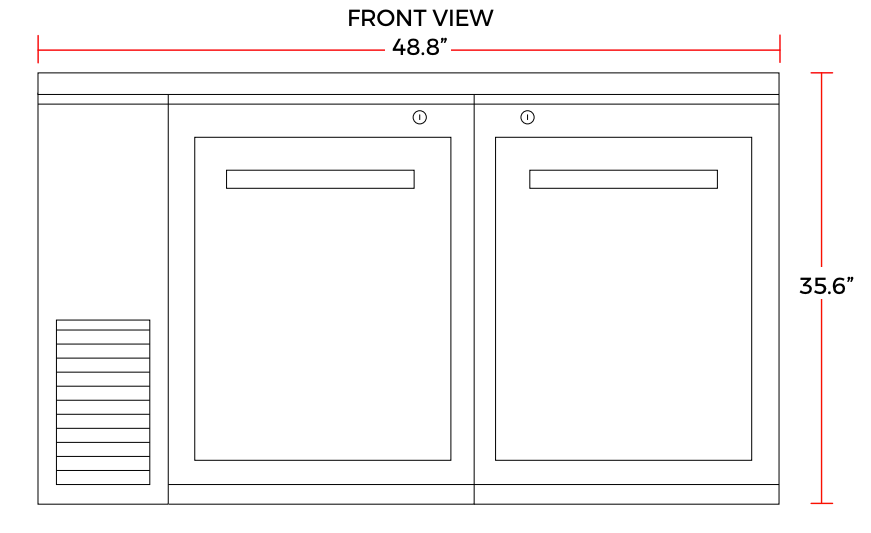 Coldline CBB-48 48" Black Counter Height Narrow Solid Door Back Bar Refrigerator