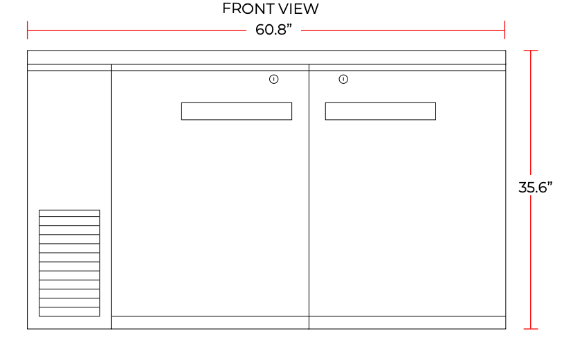 Coldline CBB-60 60" Black Counter Height Narrow Solid Door Back Bar Refrigerator