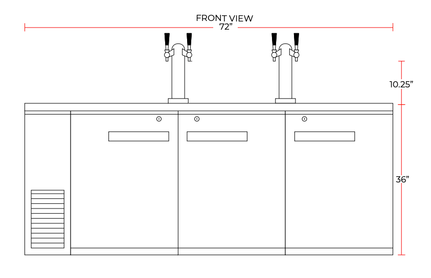 Coldline CDD-72 72″ Refrigerated Direct Draw Beer Dispenser, 19.6 Cu. Ft.