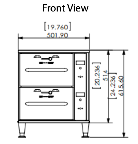 Prepline DW2N Double Narrow Freestanding Stainless Steel Drawer Warmer- 900W, 120V