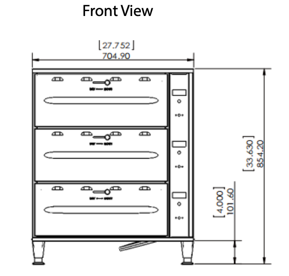 Prepline DW3 Triple Freestanding Stainless Steel Drawer Warmer- 1350W, 120V