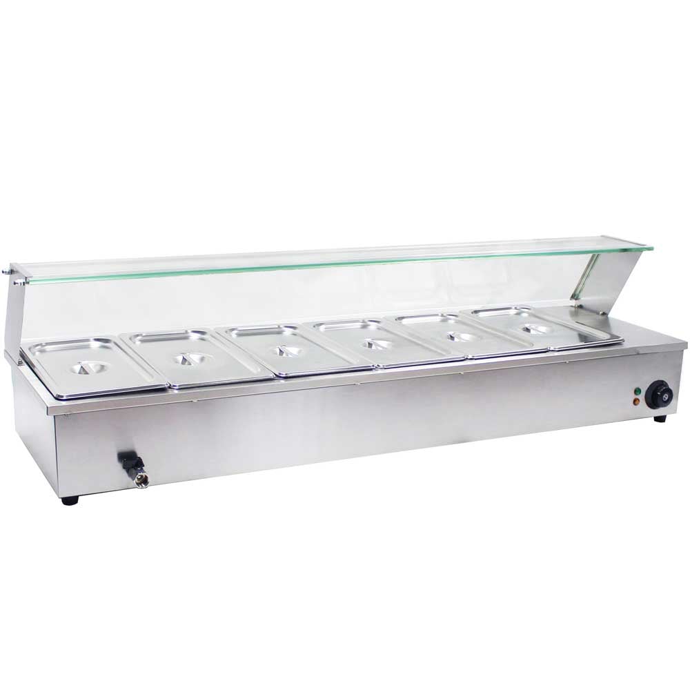 Prepline BM6 48" Countertop Steam Table 6-Pan Bain Marie Food Warmer