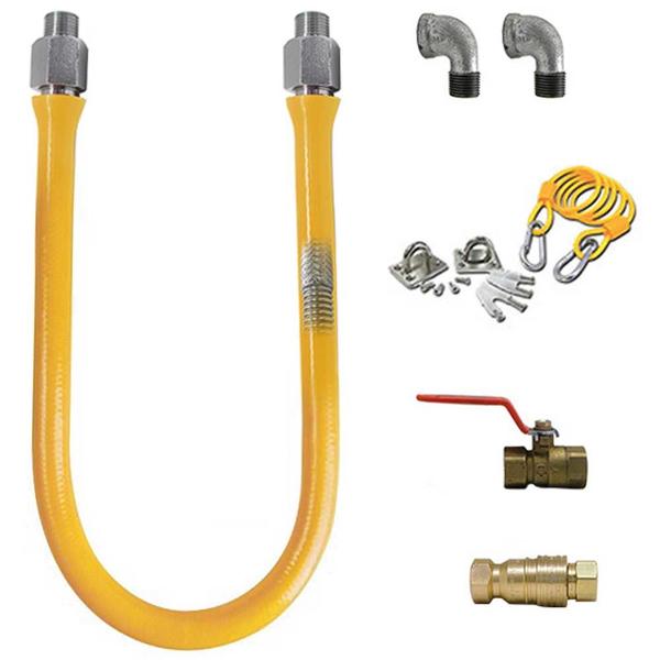 Prepline P-EFGC-034-48 3/4" x 48" Gas Hose Connector Kit with Quick Disconnect | NSF