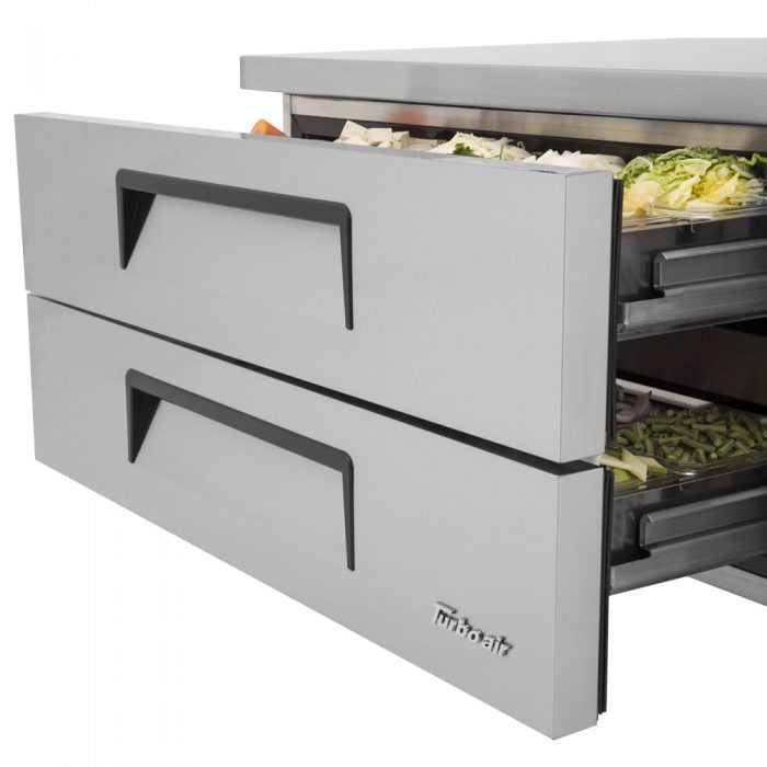 Turbo Air TCBE-48SDR-E-N 2 Drawer 48" Stainless Steel Chef Base Refrigerator, 6" Extended Top, 7.52 Cu. Ft.
