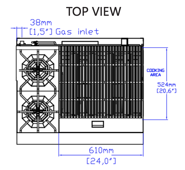 Standard Range SR-R36-24CB-NG 36" Natural Gas Commercial Range with 2 Burner, 24" Charbroiler, 1 Oven, 153,000 BTU