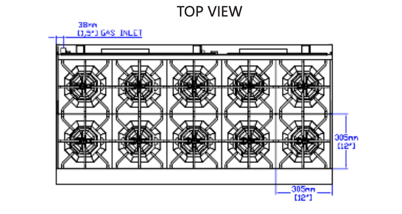 Standard Range SR-R60-NG 60" Natural Gas Commercial Range with 10 Burner, 2 Oven, 366,000 BTU