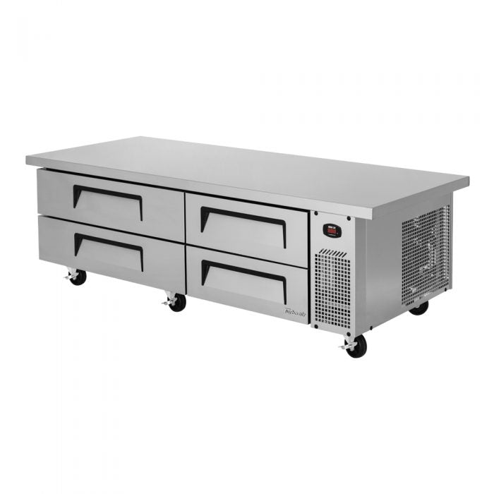 Turbo Air TCBE-72SDR-E-N 4 Drawer 72" Stainless Steel Chef Base Refrigerator, 6" Extended Top, 12.6 Cu. Ft.