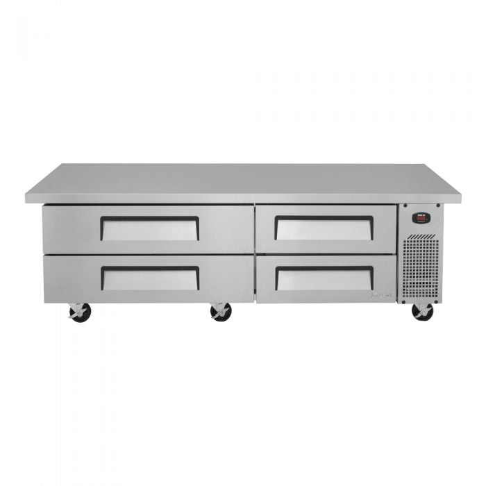 Turbo Air TCBE-72SDR-E-N 4 Drawer 72" Stainless Steel Chef Base Refrigerator, 6" Extended Top, 12.6 Cu. Ft.