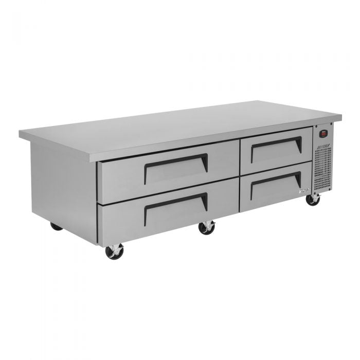 Turbo Air TCBE-72SDR-E-N 4 Drawer 72" Stainless Steel Chef Base Refrigerator, 6" Extended Top, 12.6 Cu. Ft.