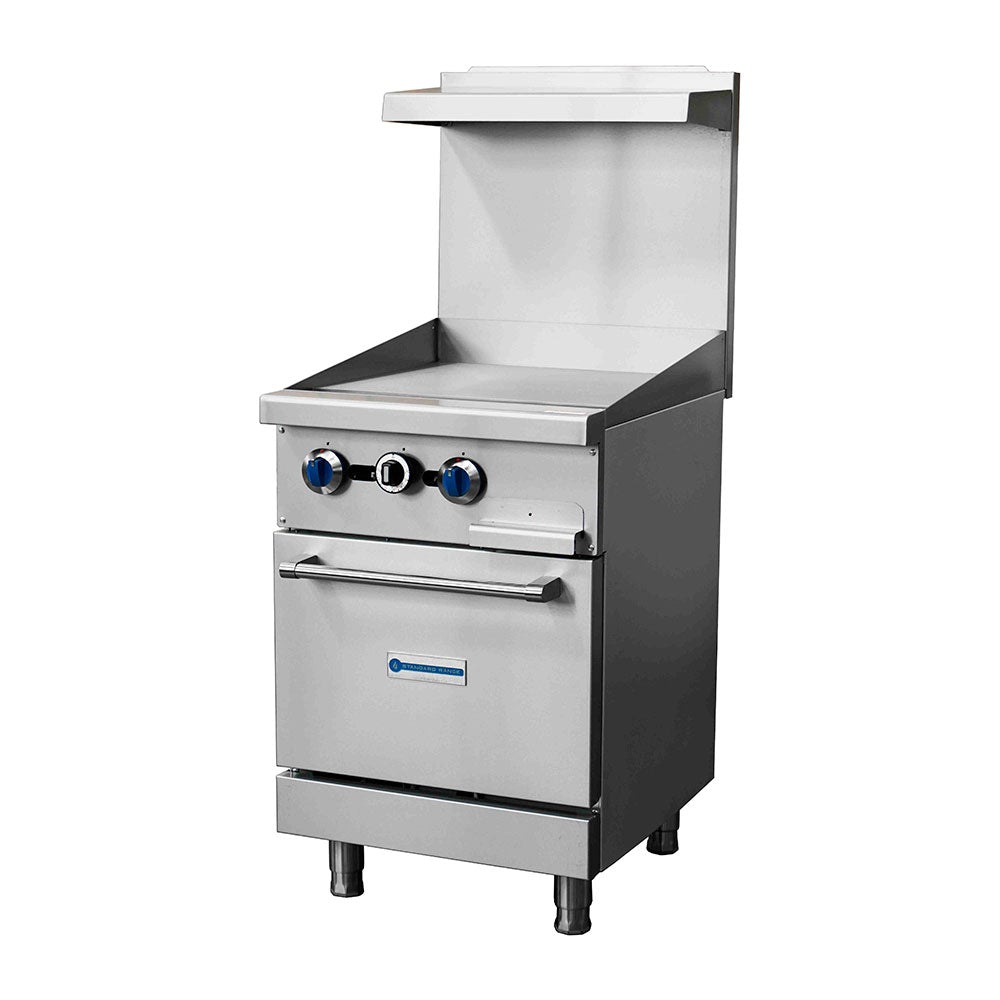 Standard Range SR-R24-24MG-NG 24" Natural Gas Commercial Range with 24" Griddle Top, 1 Oven, 93,000 BTU