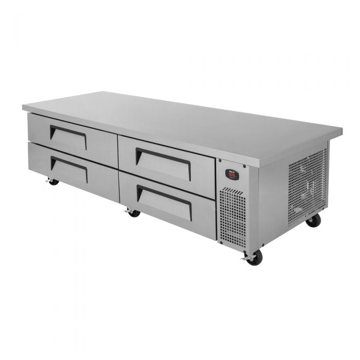 Turbo Air TCBE-82SDR-E-N 4 Drawer 82" Stainless Steel Chef Base Refrigerator, 6" Extended Top, 16.0 Cu. Ft.
