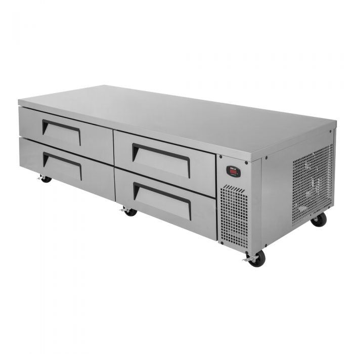 Turbo Air TCBE-82SDR-N 4 Drawer 82" Stainless Steel Chef Base Refrigerator, Optional 6" Extended Top, 16.0 Cu. Ft.