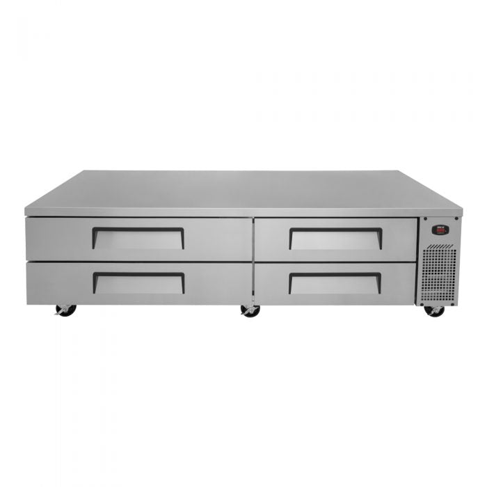 Turbo Air TCBE-82SDR-N 4 Drawer 82" Stainless Steel Chef Base Refrigerator, Optional 6" Extended Top, 16.0 Cu. Ft.