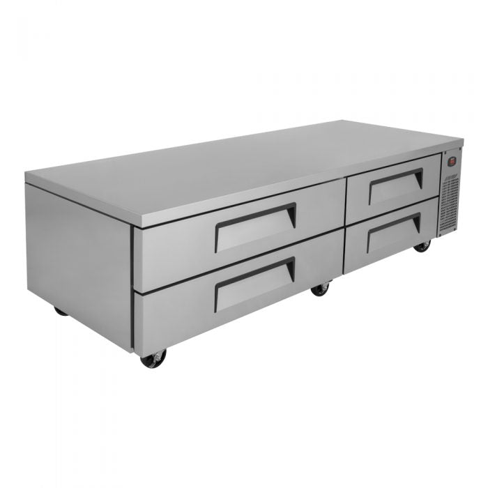 Turbo Air TCBE-82SDR-N 4 Drawer 82" Stainless Steel Chef Base Refrigerator, Optional 6" Extended Top, 16.0 Cu. Ft.