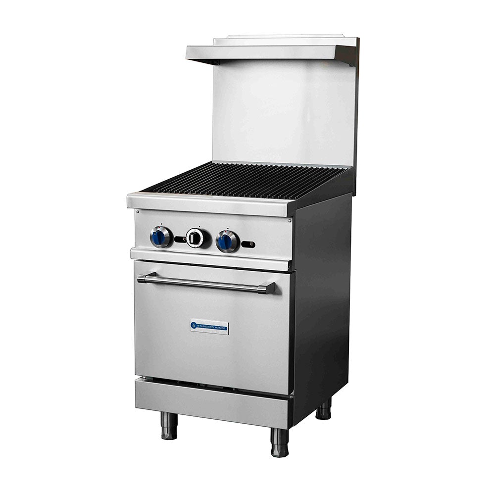 Standard Range SR-R24-24CB-NG 24" Natural Gas Commercial Range with 24" Charbroiler, 1 Oven, 93,000 BTU
