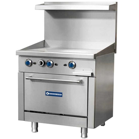 Standard Range SR-R36-36MG-NG 36" Natural Gas Commercial Range with 36" Griddle Top, 1 Oven, 123,000 BTU
