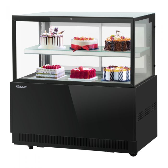 Turbo Air TBP48-46FN-W(B) 48" Refrigerated Bakery Display Case, 2 Tiers, Front Open, White or Black, 12.4 Cu. Ft.