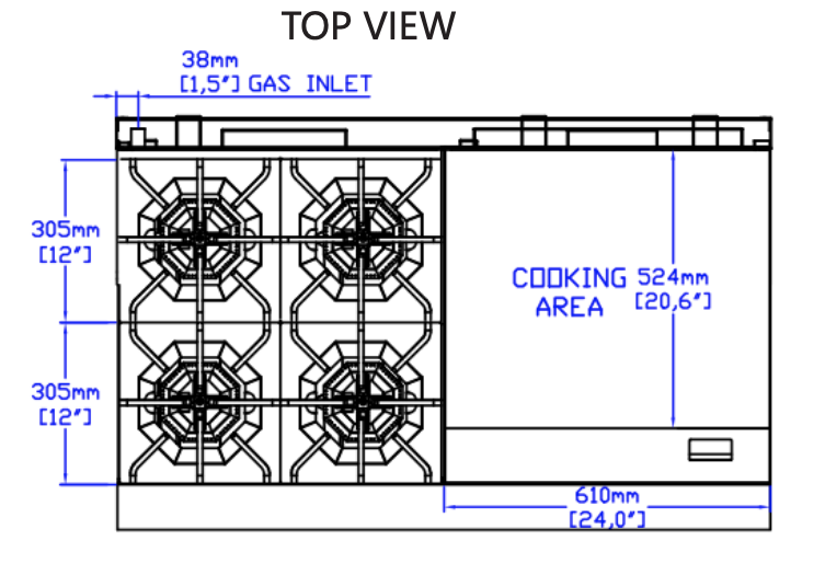 Standard Range SR-R48-24MG-NG 48" Natural Gas Commercial Range with 4 Burner, 24" Griddle, 2 Oven, 246,000 BTU