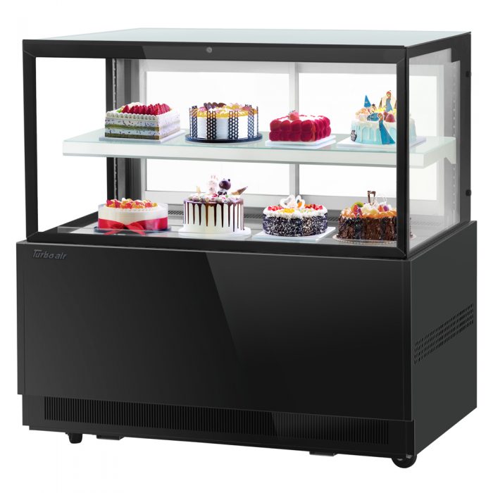 Turbo Air TBP60-46FN-W(B) 59" Refrigerated Bakery Display Case, 2 Tiers, Front Open, White or Black