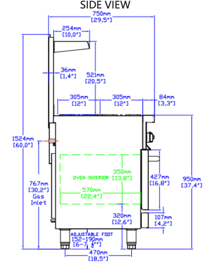 Standard Range SR-R24-NG 24" Natural Gas Commercial Range with 4 Burner, 1 Oven, 153,000 BTU