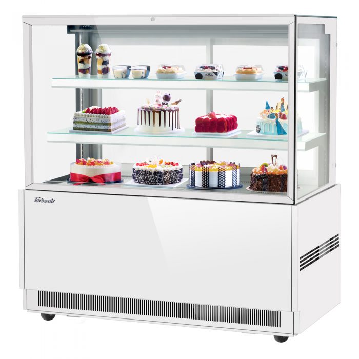 Turbo Air TBP60-54FN-W(B) 59" Refrigerated Bakery Display Case, 3 Tiers, Front Open, White or Black, 21.8 Cu. Ft.